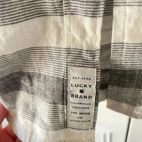 Lucky Brand Men’s Gray & White Striped Linen Shirt SZ XXL - Picture 3 of 8